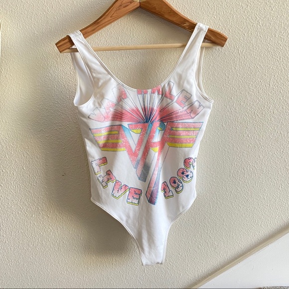 Forever 21 Tops - VAN HALEN bodysuit F21 white tank L 1982 tour